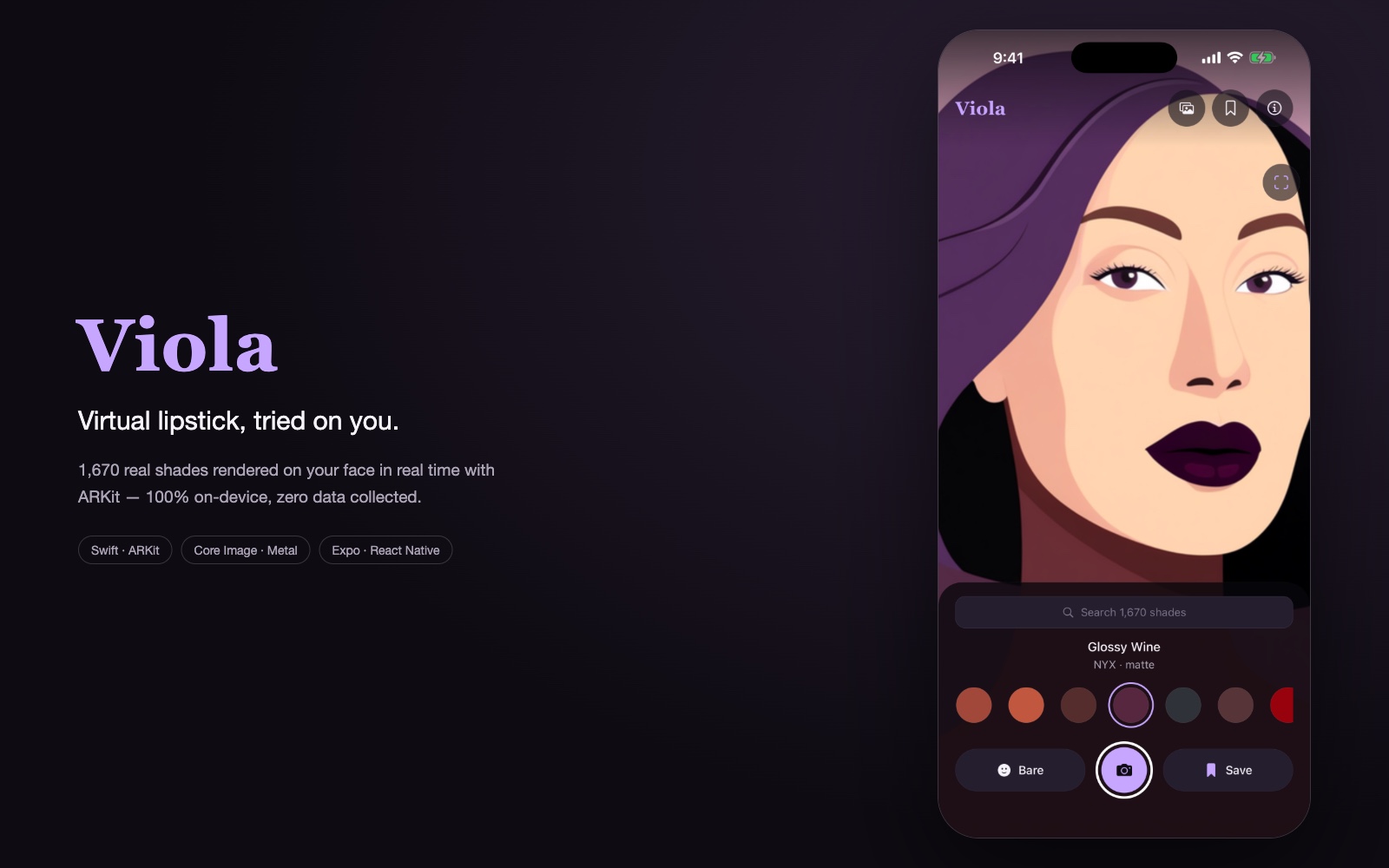 Viola AR lipstick try-on app
